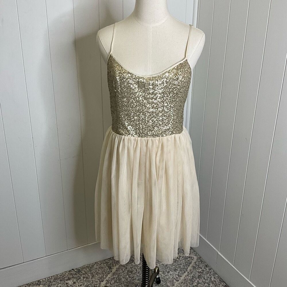 Abercrombie & Fitch Women's Large White Silver Sequin Midi Dress Sleeveless